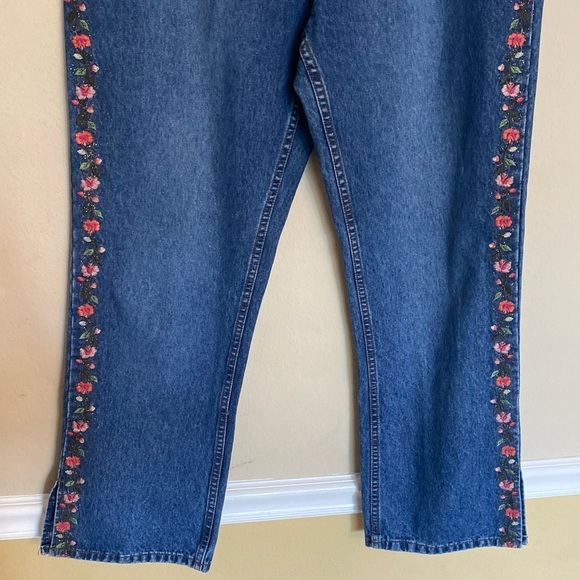 Bill Blass Vintage Floral Embroidered High Rise Blue Jean Sz 12P - Picture 8 of 16